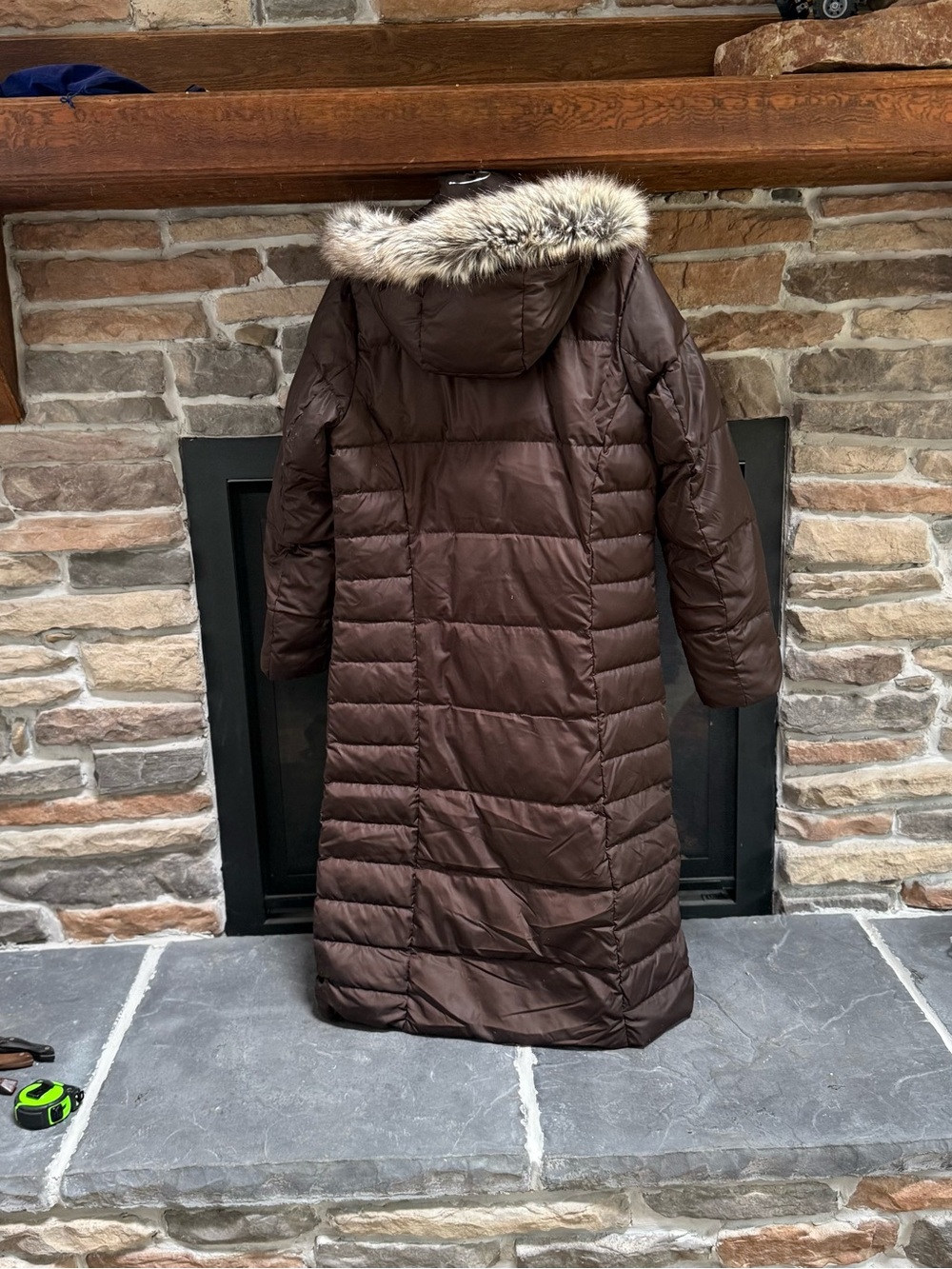 Eddie Bauer women’s full length down puffer coat sz small deep chocolate brown - Picture 3 of 11
